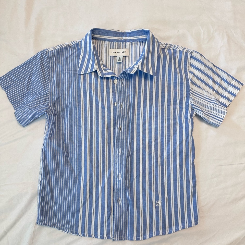 Blue Striped Button Down Shirt for Kids